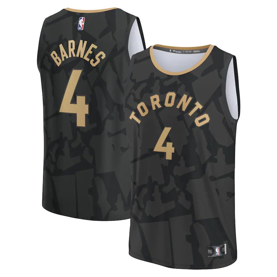 Men Toronto Raptors 4 Scottie Barnes Fanatics Branded Black City Edition 2022-23 Fastbreak NBA Jersey